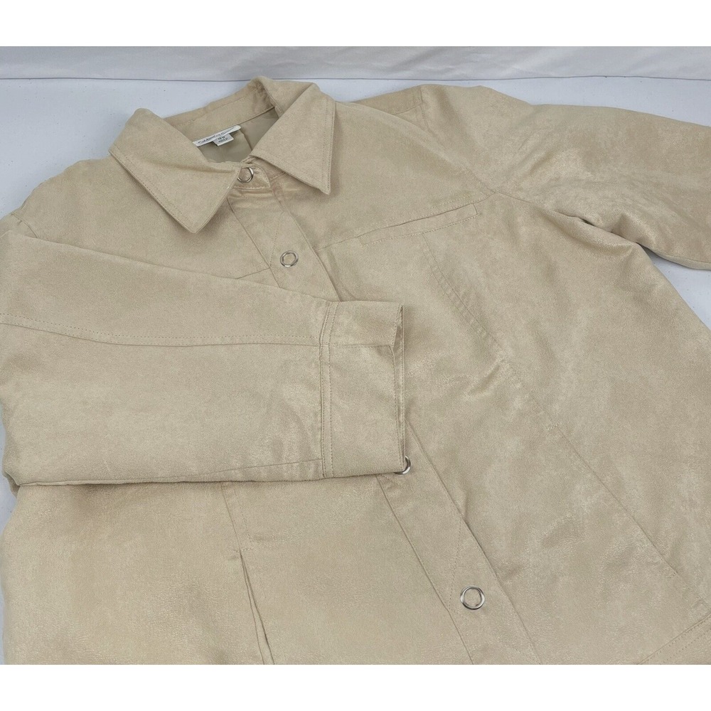 Coldwater Creek Shirt Jacket Shacket Women's Size 18W‎ Beige Snap Up Polyester